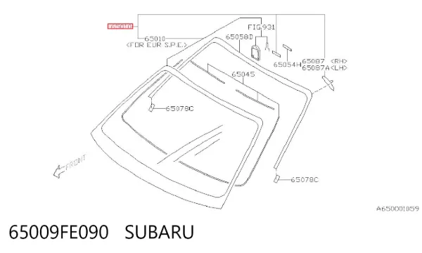 Лобове скло 65009FE090 Subaru