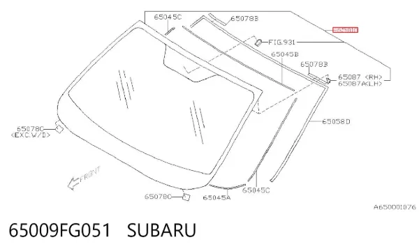Лобове скло 65009FG051 Subaru