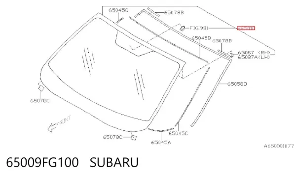 Лобове скло 65009FG100 Subaru