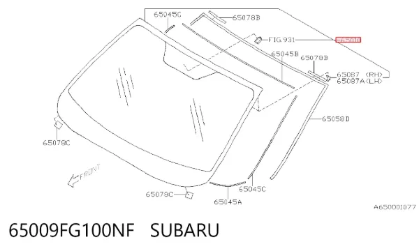 Лобове скло 65009FG100NF Subaru