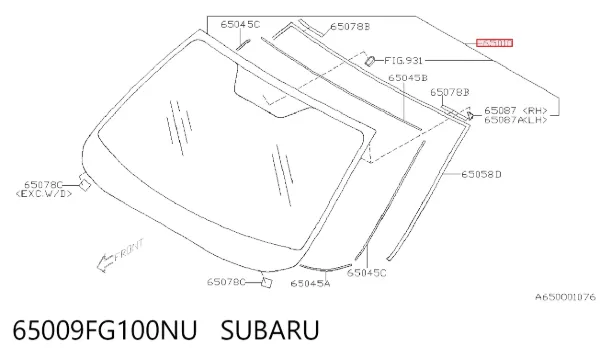 Лобове скло 65009FG100NU Subaru