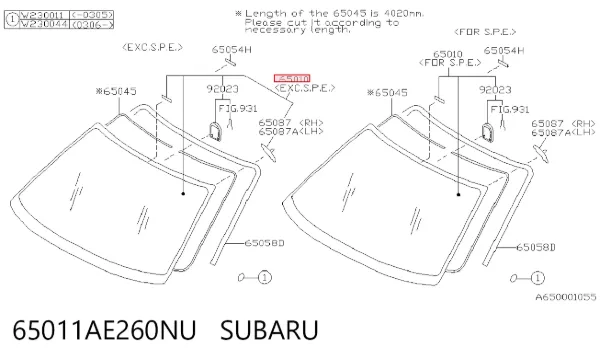 Лобове скло 65011AE260NU Subaru