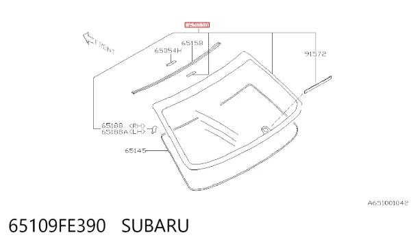 Заднє скло 65109FE390 Subaru