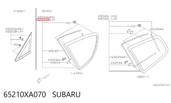 Скло багажного відсіку, ліве 65210XA070 Subaru