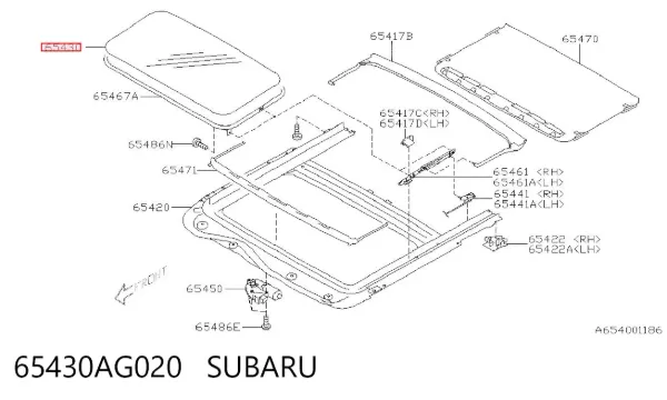 Скло люка даху 65430AG020 Subaru