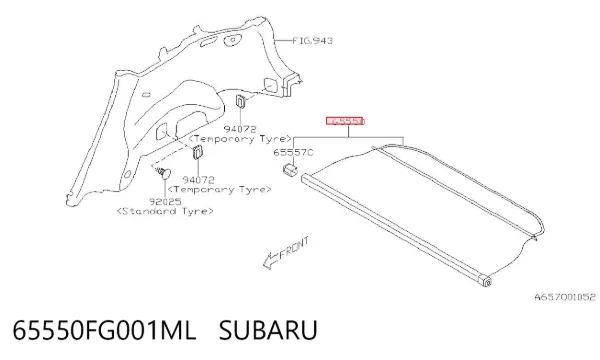 Шторка заднього скла 65550FG001ML Subaru