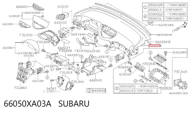 Панель приладів торпеди 66050XA03A Subaru