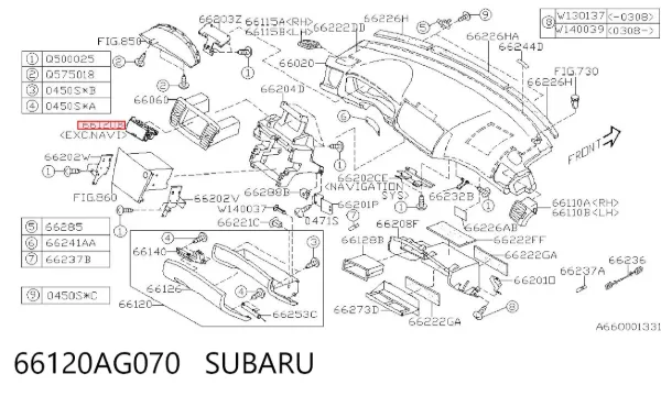  66120AG070 Subaru