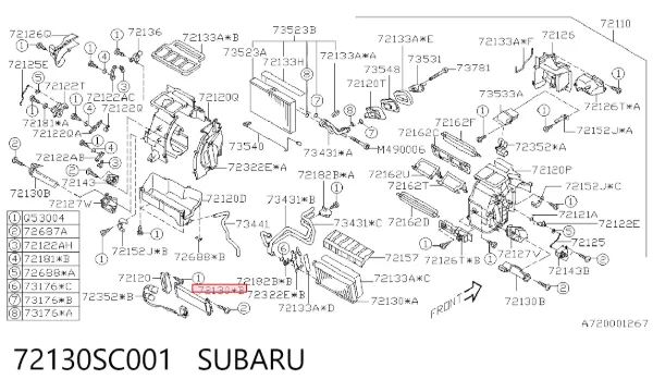 Електропідігрівач повітря системи опалення салону 72130SC001 Subaru