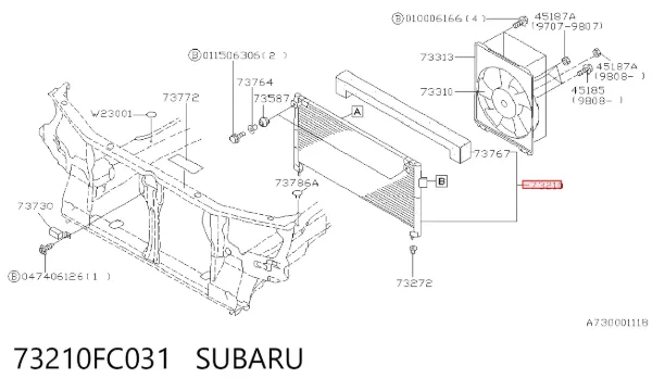 Радіатор кондиціонера 73210FC031 Subaru