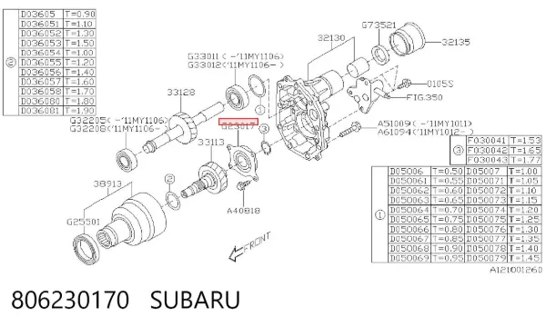 Підшипник первинного валу коробки 806230170 Subaru