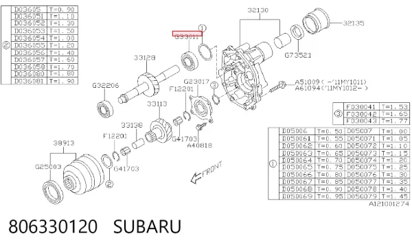 Підшипник роздавальної коробки, вихідного валу, задній 806330120 Subaru