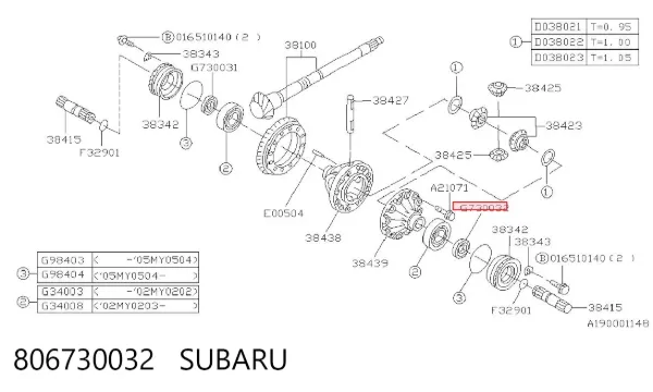 Сальник піввісі переднього моста, правою 806730032 Subaru