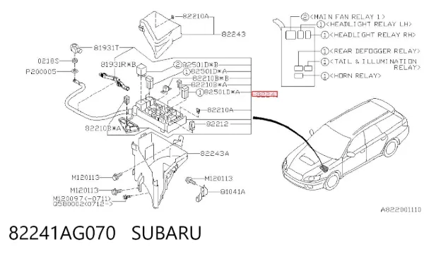 Блок запобіжників 82241AG070 Subaru
