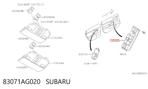 Кнопковий блок керування склопідіймачами передній лівий 83071AG020 Subaru