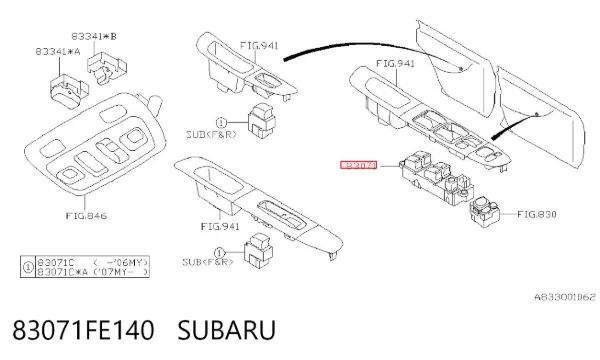 Кнопковий блок керування склопідіймачами передній лівий 83071FE140 Subaru