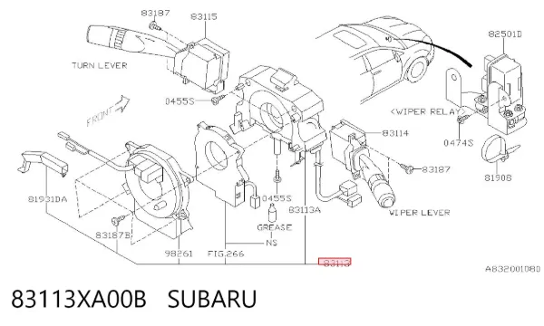 Перемикач підрульовий, центральна частина 83113XA00B Subaru