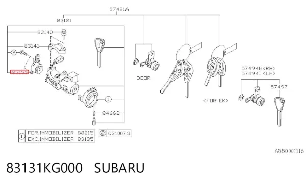 Замок запалювання 83131KG000 Subaru
