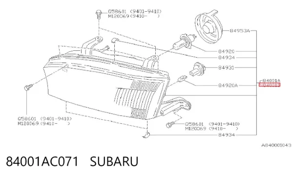 Фара ліва 84001AC071 Subaru