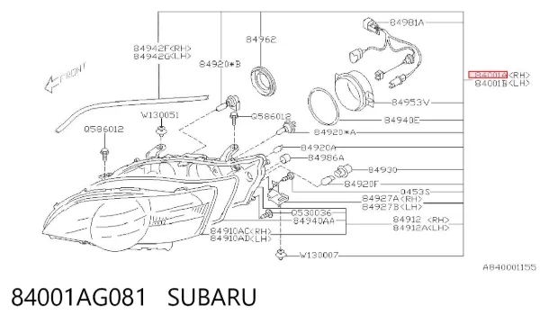 Фара права 84001AG081 Subaru