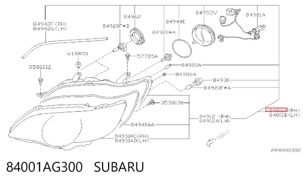 Фара права 84001AG300 Subaru