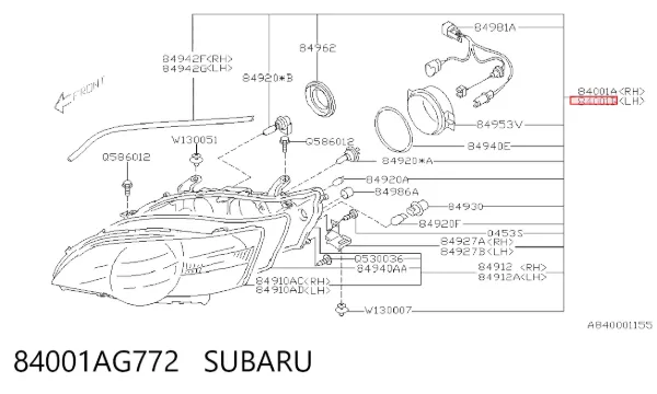 Фара ліва 84001AG772 Subaru