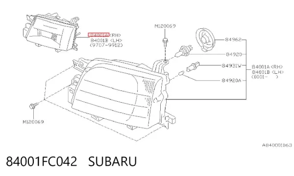 Фара права 84001FC042 Subaru