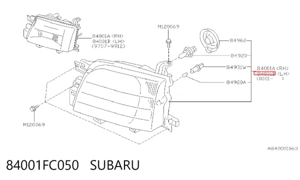 Фара ліва 84001FC050 Subaru