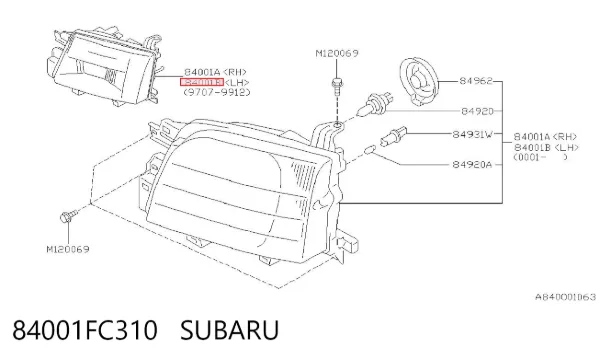 Фара ліва 84001FC310 Subaru