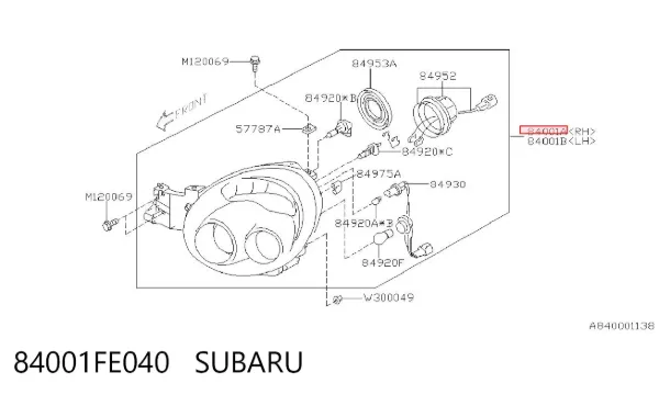 Фара права 84001FE040 Subaru