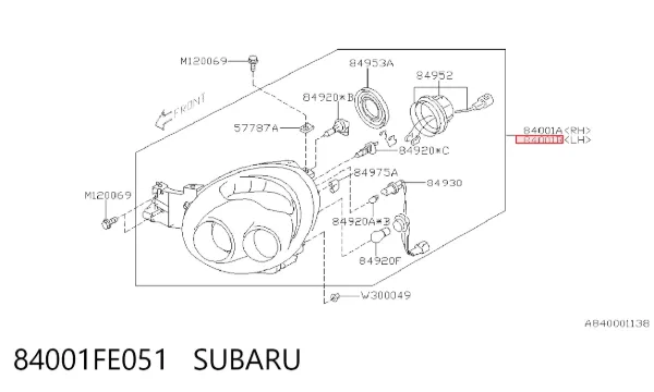 Фара ліва 84001FE051 Subaru
