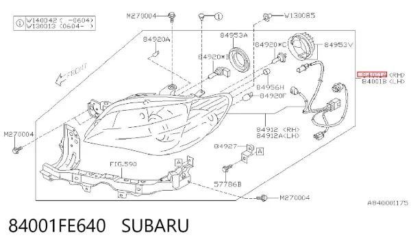 Фара права 84001FE640 Subaru
