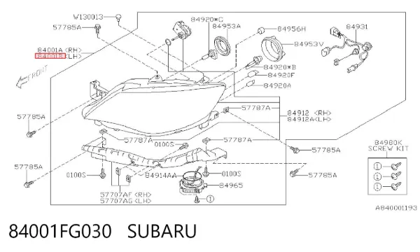 Фара ліва 84001FG030 Subaru