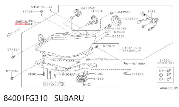 Фара ліва 84001FG310 Subaru