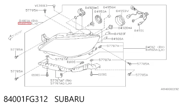 Фара ліва 84001FG312 Subaru