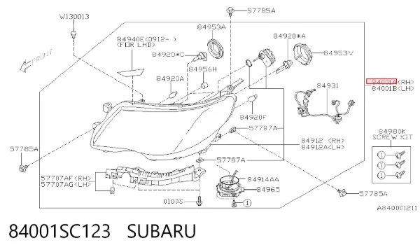 Фара права 84001SC123 Subaru