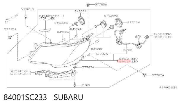 Фара ліва 84001SC233 Subaru
