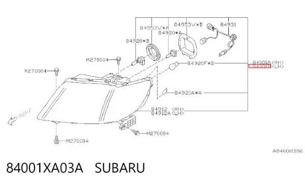 Фара ліва 84001XA03A Subaru