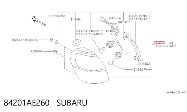 Задня права фара 84201AE260 Subaru