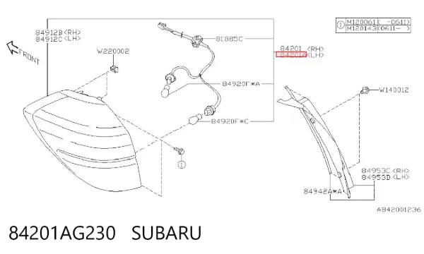 Лівий стоп Subaru Outback III