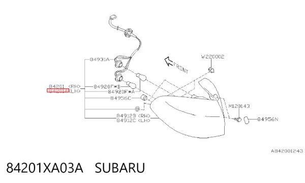 Ліхтар задній лівий, зовнішній 84201XA03A Subaru