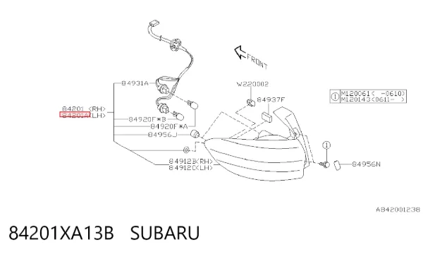 Ліхтар задній лівий, зовнішній 84201XA13B Subaru