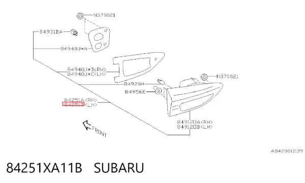 Ліхтар задній лівий, внутрішній 84251XA11B Subaru