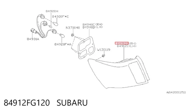 Задня права фара 84912FG120 Subaru