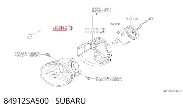Фара протитуманна, ліва 84912SA500 Subaru