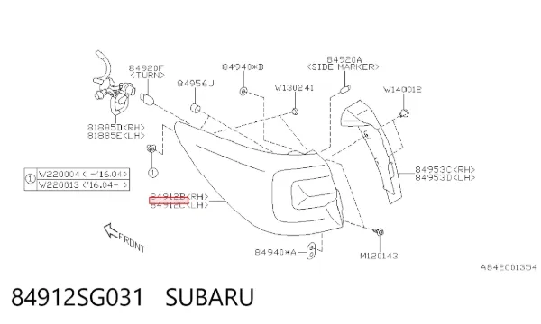 Лівий стоп 84912SG031 Subaru