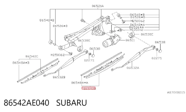 Щітка-двірник лобового скла, водійська 86542AE040 Subaru