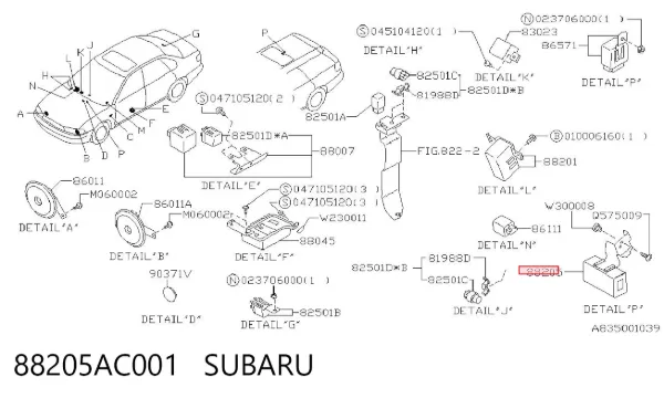  88205AC001 Subaru