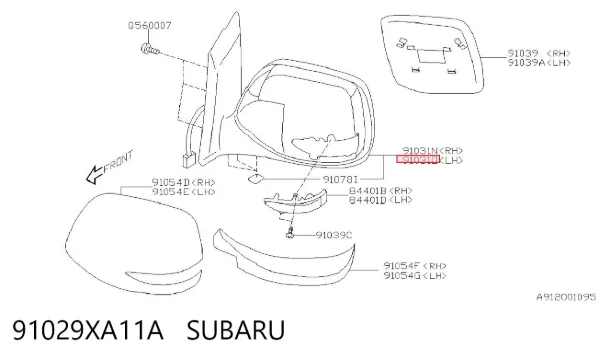 Ліве бокове дзеркало 91029XA11A Subaru