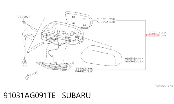Ліве бокове дзеркало 91031AG091TE Subaru